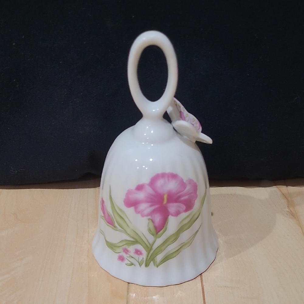 Floral Porcelain Bell with Pink Flowers